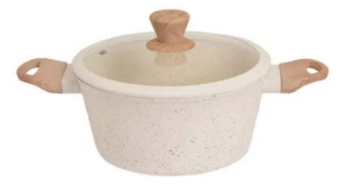 Bateria Cocina 8 Pzs Carol Granito Inducción Antiadherente Beige