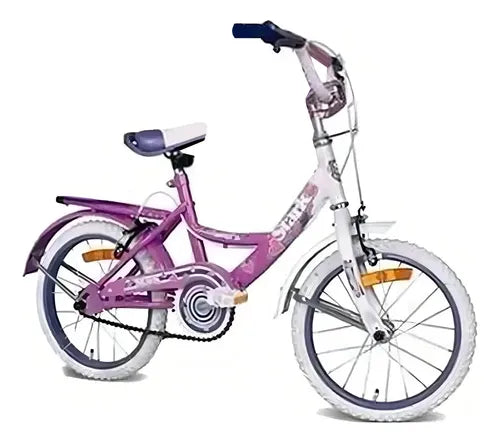 Bicicleta Urbana Stark Flowers Rodado 20 Rosa Blanca Acero Portaequipaje Rosa/blanco