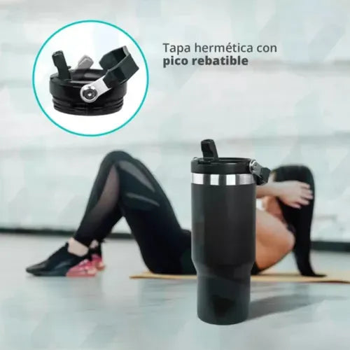 Vaso Termico Acero Inox Frio Calor Manija 900ml Tm Verde Cts Verde Claro Liso