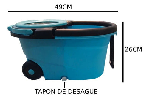 Balde Mopa Centrifugo 360 Escurridor Trapeador Ruedas Azul
