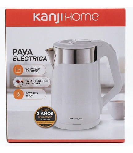 Jarra Pava Electrica Kanji Kjh-pe15003s Blanca Acero 1.8lts Blanco