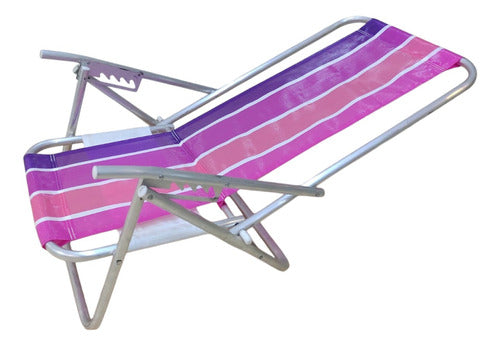Reposera Playa Camping Aluminio Botafogo Violeta Rayada 5 P Violeta