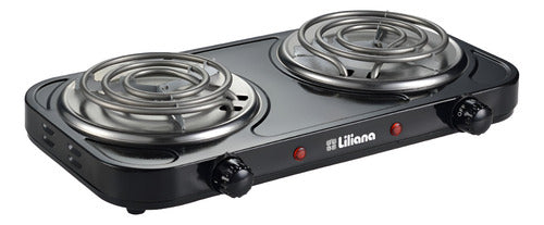 Anafe Eléctrico Doble 2 Hornallas Liliana Aa912 5 Niveles Negro
