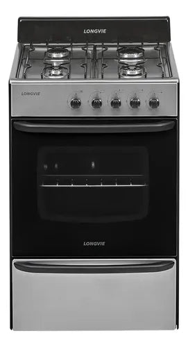 Cocina A Gas Longvie 12231x 56cm Inox Cajón Parrilla Color Acero Inoxidable