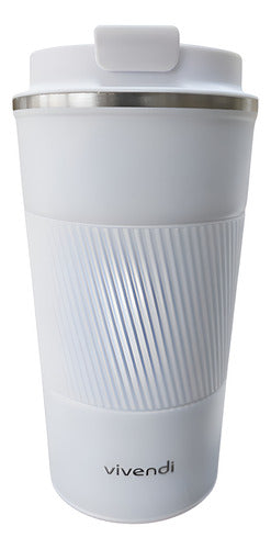 Vaso Termico Acero Inox Con Tapa Frio Calor Vivendi Blanco Lisa