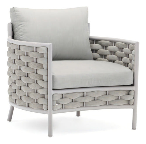 Juego Sillones Living Jardin Exterior Aluminio Loop Tio Musa Color Gris
