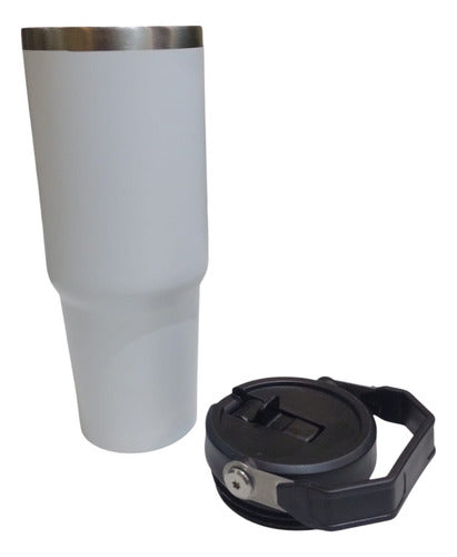 Vaso Termico Acero Inox Frio Calor Manija 900ml Tm Blanco Liso