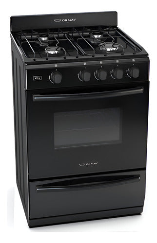 Cocina Multigas Ormay Vita Negro 4 Hornallas 91l Clase A - Negro