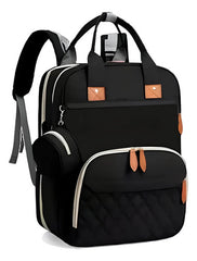 Mochila Multifunción Maternal Cambiador Cuna Para Bebe Negro Negro Liso