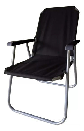 Reposera Playera Plegable Caño 1 Posicion Tela Oxford Negro