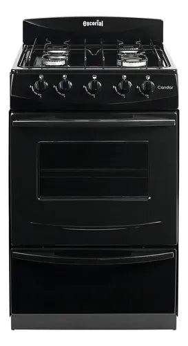 Cocina Escorial Candor S2 Black Color Negro Con Puerta Con Visor Gas Envasado
