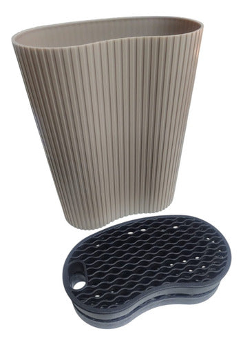 Set Juego 5 Cuchillos Tijera Soporte Cocina Chef Marron Cts Marrón Claro