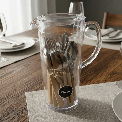 Juego De Cubiertos Carol X 24 + Frasco De Areia Jarra Marrón