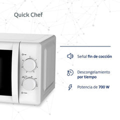 Microondas Mecánico Bgh Quick Chef B120m20i 20l 6 Nivel 700w