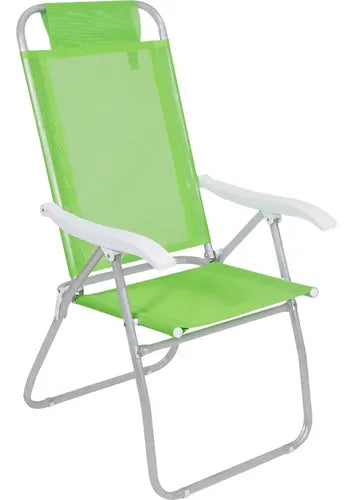 Reposera 4 Posiciones Bel Aluminio Poliéster Pvc Verde C Verde