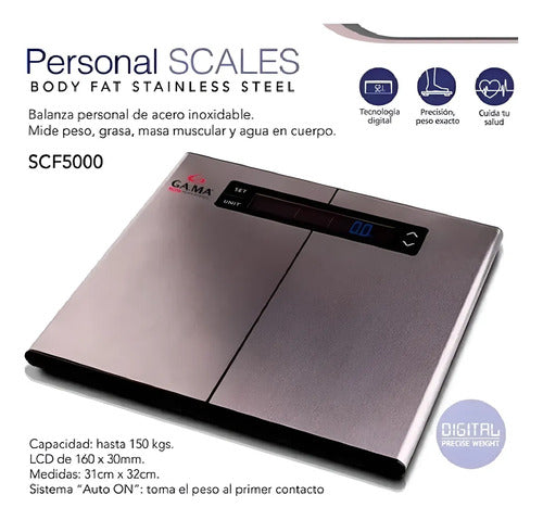 Balanza De Baño Digital Ga.ma Scf-5000 Inox Peso H:150kg Gris Oscuro