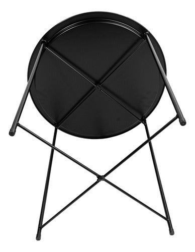 Mesa Ratona Auxiliar Redonda Plegable Bandeja Desmontable Negro