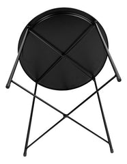 Mesa Ratona Auxiliar Redonda Plegable Bandeja Desmontable Negro