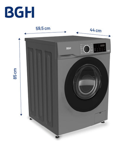 Lavarropas Bgh Inverter Carga Frontal 6kg Bwfe06s24ar Color Gris Oscuro