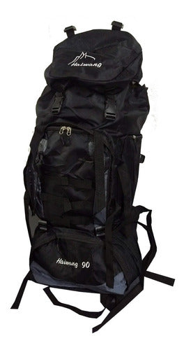 Mochila Camping Trekking Outdoor Negro Gris Oscuro 90lts