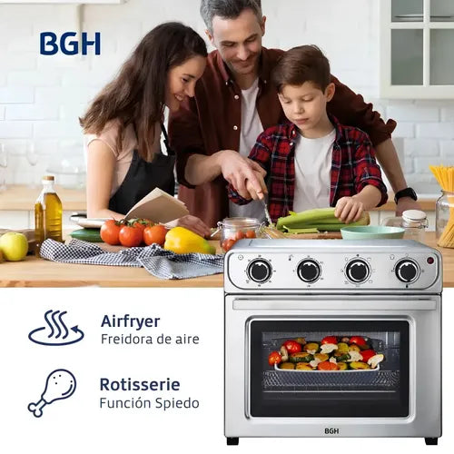 Bgh Horno Eléctrico Bhe30fx25t Air Fryer Convección Grill 1600w 30l Plateado