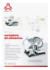 Cortadora Fiambre Ultracomb Fs-6802g Comercial 250mm Prof Color Plateado Con Afilador