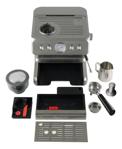 Cafetera Expresso Con Molinillo Smartlife Ecg5020 15 Bares Gris