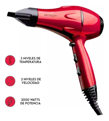 Kit Revlon Secador + Planchita Profesional Rvdr5230 Rojo - Rojo