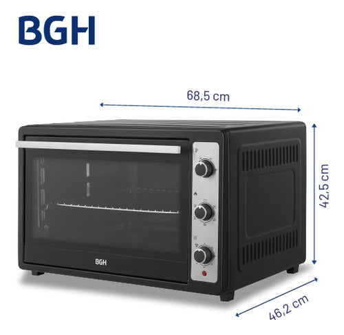 Horno Eléctrico Bgh 80 Litros Mecánico Negro Bhe80m25i
