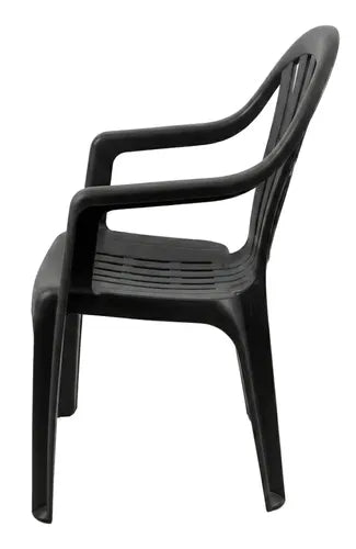 6 Sillas Plasticas Apilables H:100k Interiores Exteriores Tm Negro Lisa