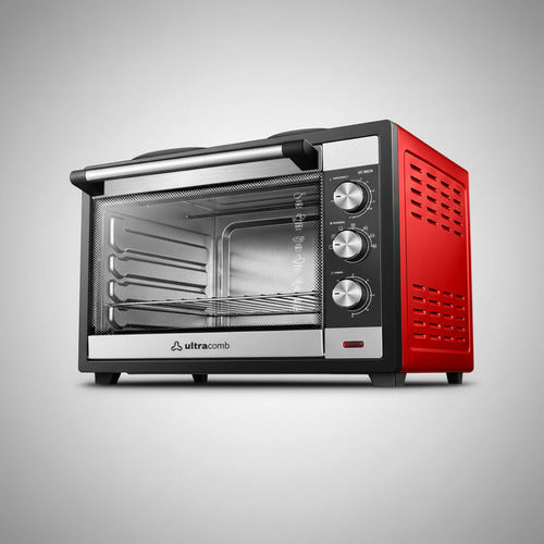 Horno Electrico Ultracomb Uc-70acn Con 2 Anafes 70lts Grill Rojo/negro