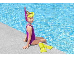 Set De Buceo Snorkel Aletas Niños +3a Bestway 25039 Amarillo Amarillo