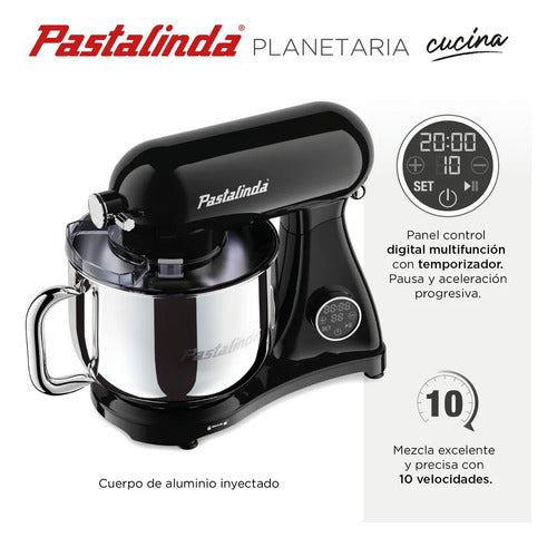 Batidora De Pie Pastalinda Cucina Planetaria Negra Negro 50-60hz 50 Hz X 60 Hz
