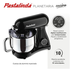 Batidora De Pie Pastalinda Cucina Planetaria Negra Negro 50-60hz 50 Hz X 60 Hz