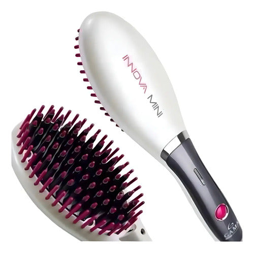 Cepillo Alisador Gama Innova Mini Electrico Peine Anti Frizz Blanco