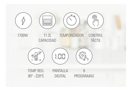 Freidora De Aire Ultracomb Fr-8626 11,2 Litros Con Control De Temperatura Y Superficie Antiadherente Negro