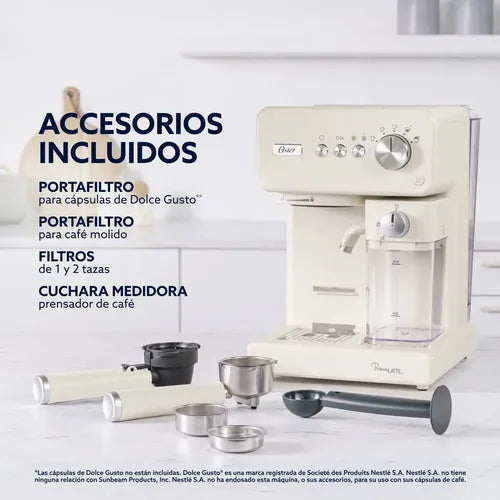 Cafetera Espresso Automatica Oster Primalatte 6604wa 15bares Blanco