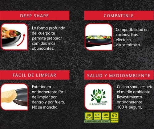 Set 6 Piezas Cacerolas Tefal Pratika Antiadherente Negro