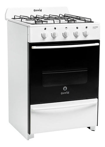 Cocina Escorial Master Classic A Gas Natural 4 Hornallas Blanca Puerta Con Visor Blanco