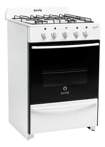 Cocina Escorial Master Classic A Gas Natural 4 Hornallas Blanca Puerta Con Visor Blanco
