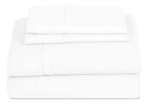 Juego Sabanas 2plazas1/2 Vivendi Cotton Touch Blanco 300h Cs Blanco Liso