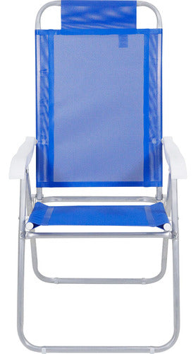 Reposera De 4 Posiciones Bel Aluminio Poliester Pvc Azul Azul