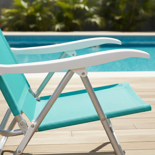 Reposera De 6 Posiciones Bel Sunny Aluminio Pvc Verde Agua Verde