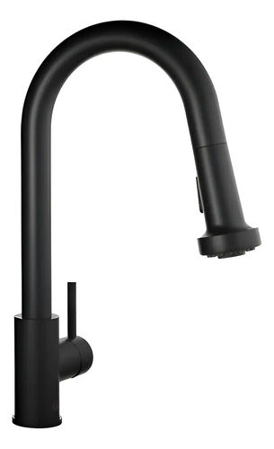 Griferia Monocomando Cocina Con Rociador Fv Huemul 412/n9-ng Negro Mate