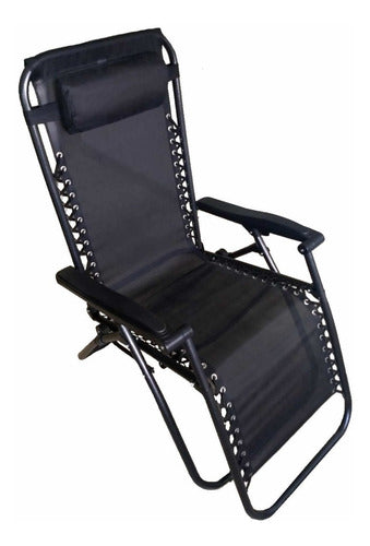 Reposera Jardin Gravedad Zero Tm Negro Hierro Tela Coversol Negro