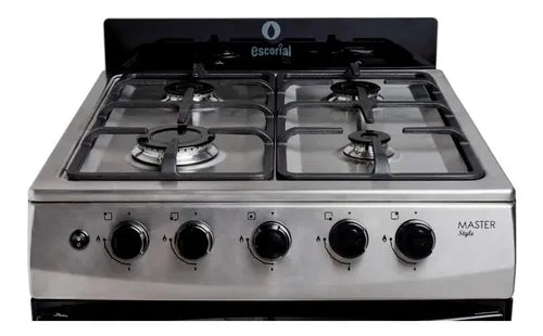 Cocina A Gas Escorial Master Style Acero Inox 4 Hornallas Acero Inoxidable