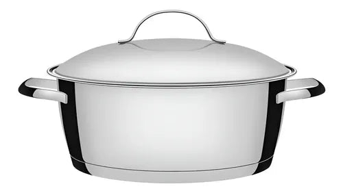 Cacerola Allegra 24cm Asas Acero Triple Fondo Tramontina Color Plateado