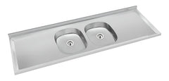 Mesada Doble Bacha Central Acero 140cm Delos Duranox 430 Cts