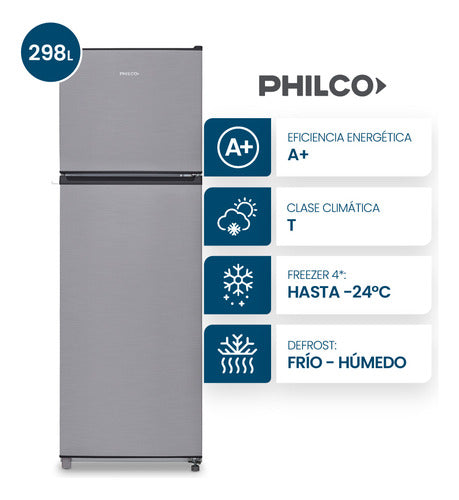 Heladera Philco Top Mount Cíclica 298l Acero Inoxidable - Phct302x