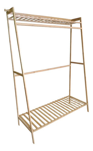 Organizador Perchero Estantes Bambu Variable De Alturas Marrón